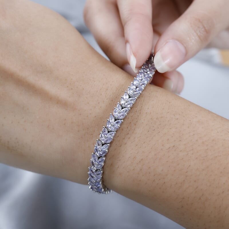 Karis Tanzanite 2 Row Bracelet in Platinum Bond (6.50 In) 8.65 ctw