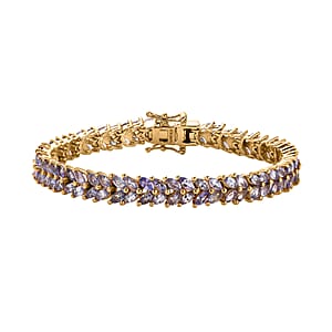 Karis Tanzanite 2 Row Bracelet in 18K YG Plated (6.50 In) 8.65 ctw