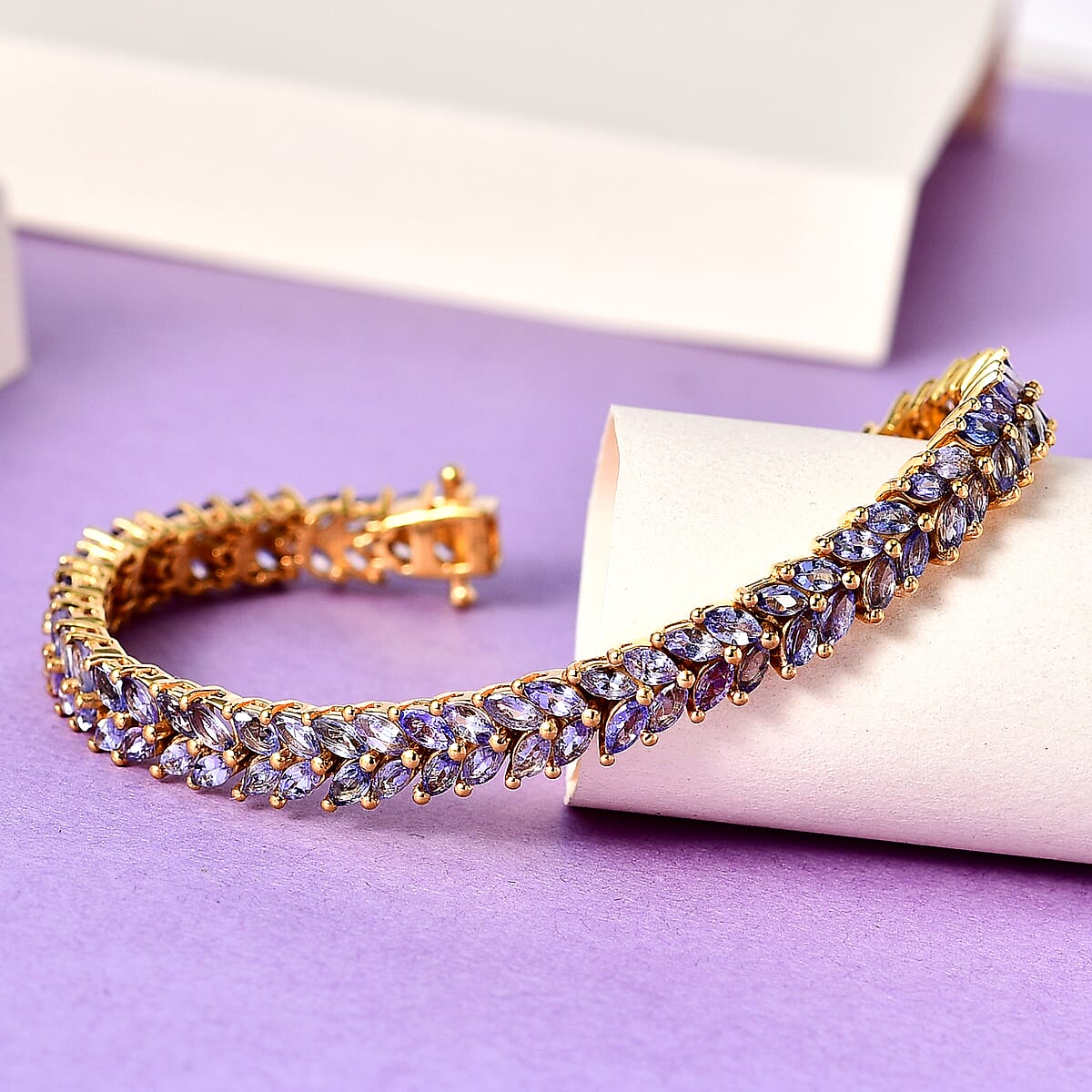 Karis Tanzanite 2 Row Bracelet in 18K YG Plated (6.50 In) 8.65 ctw image number 1