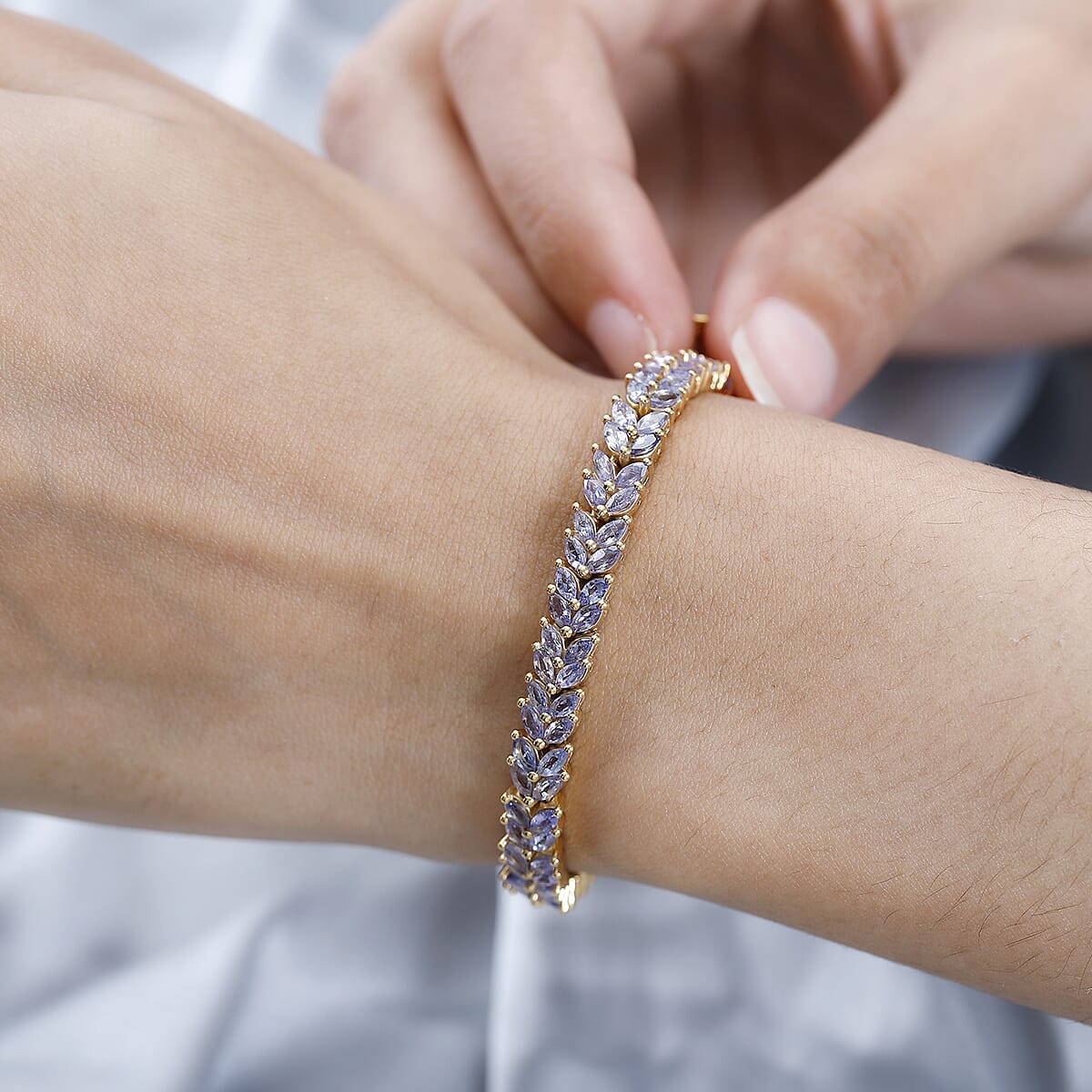 Karis Tanzanite 2 Row Bracelet in 18K YG Plated (6.50 In) 8.65 ctw image number 2