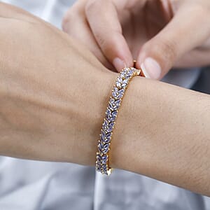 Karis Tanzanite 2 Row Bracelet in 18K YG Plated (6.50 In) 8.65 ctw