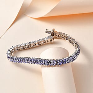 Karis Tanzanite 2 Row Bracelet in Platinum Bond (8.00 In) 10.50 ctw