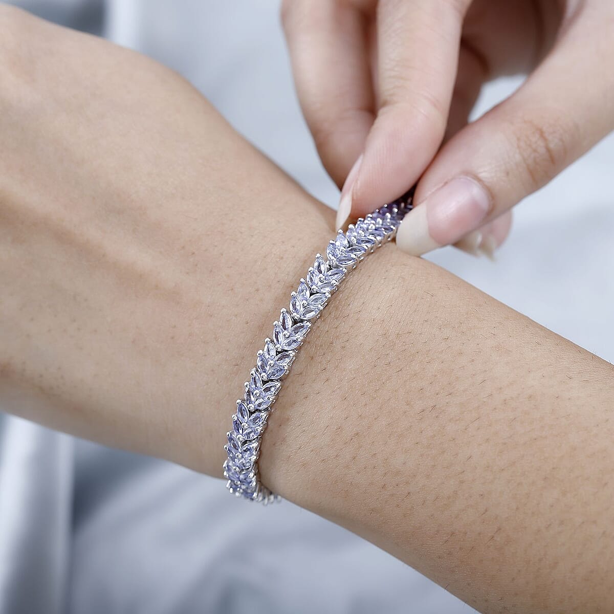 Karis Tanzanite 2 Row Bracelet in Platinum Bond (8.00 In) 10.50 ctw image number 2