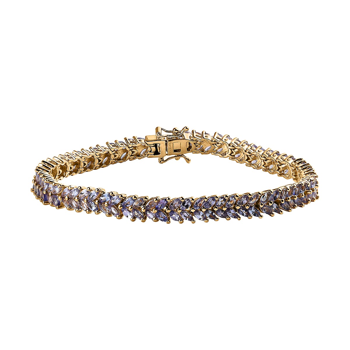 Karis Tanzanite 2 Row Bracelet in 18K YG Plated (8.00 In) 10.50 ctw image number 0