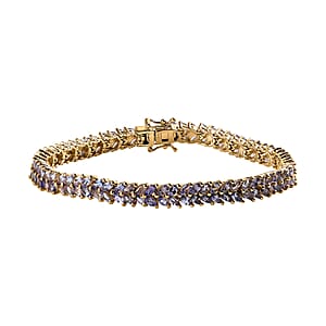 Karis Tanzanite 2 Row Bracelet in 18K YG Plated (8.00 In) 10.50 ctw