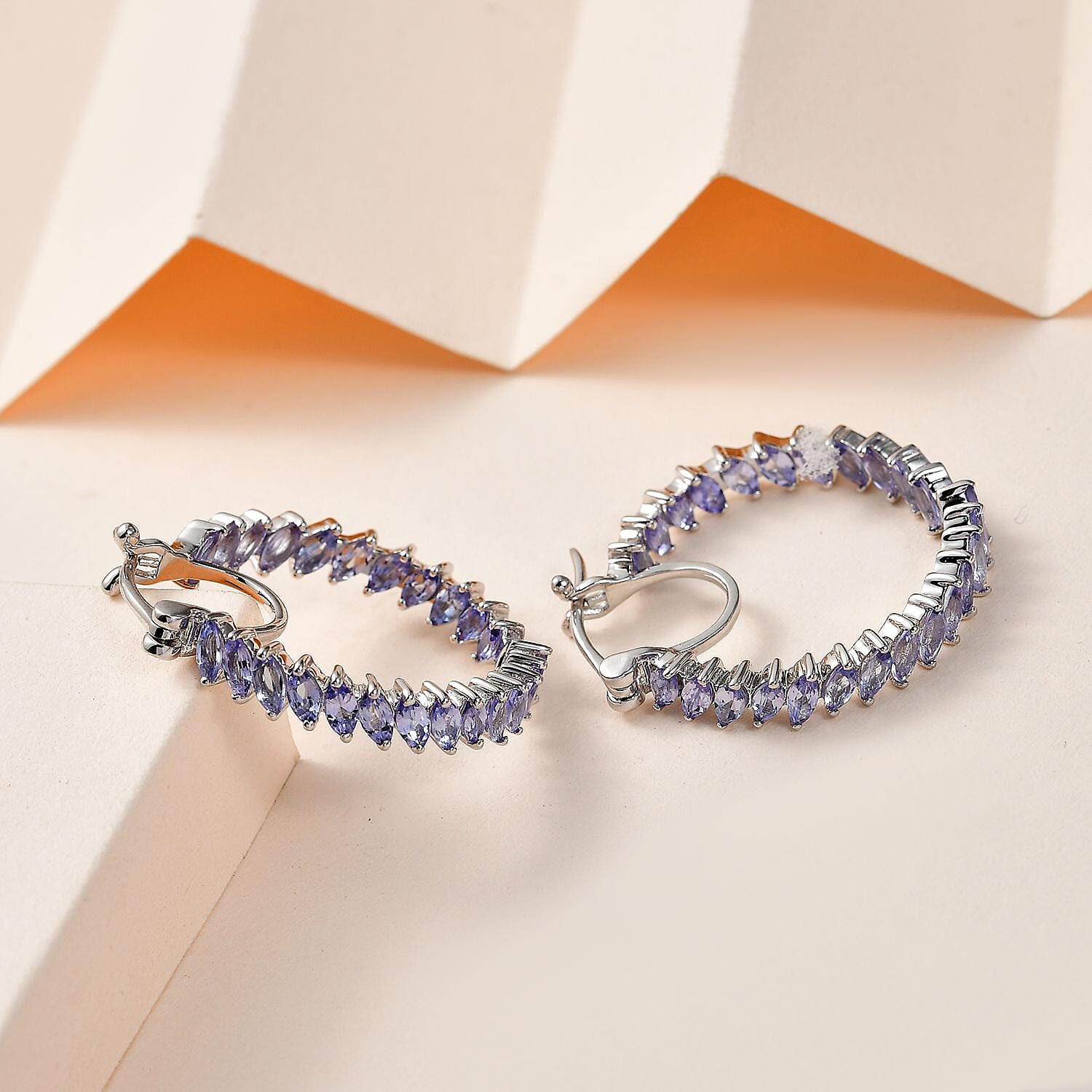 Karis Tanzanite Inside Out Hoop Earrings in Platinum Bond 3.15 ctw