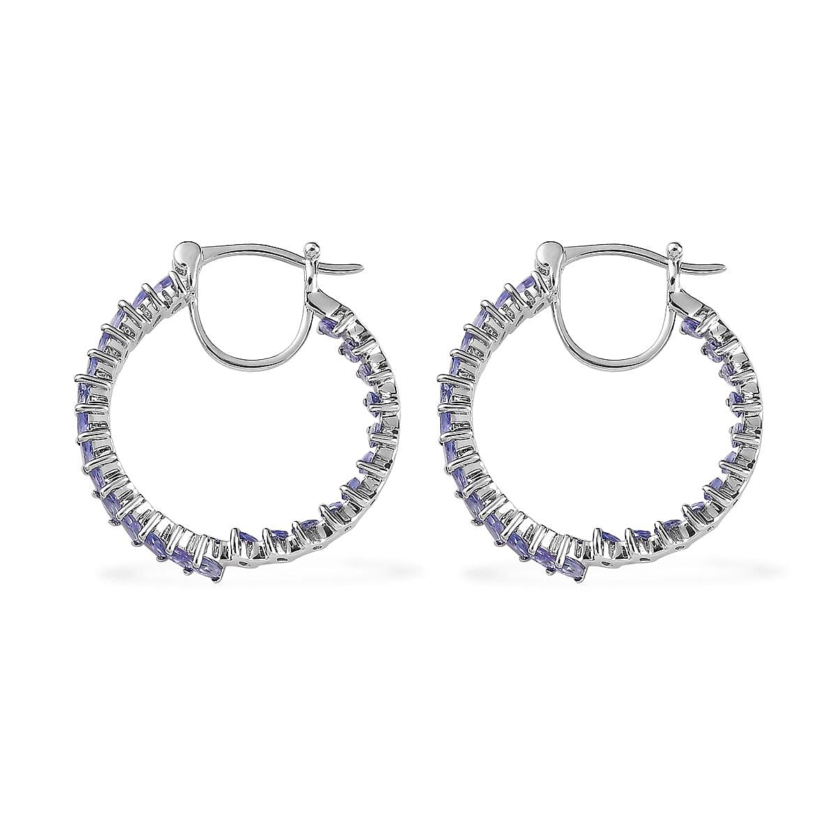 Doorbuster Karis Tanzanite Inside Out Hoop Earrings in Platinum Bond 3.15 ctw image number 3