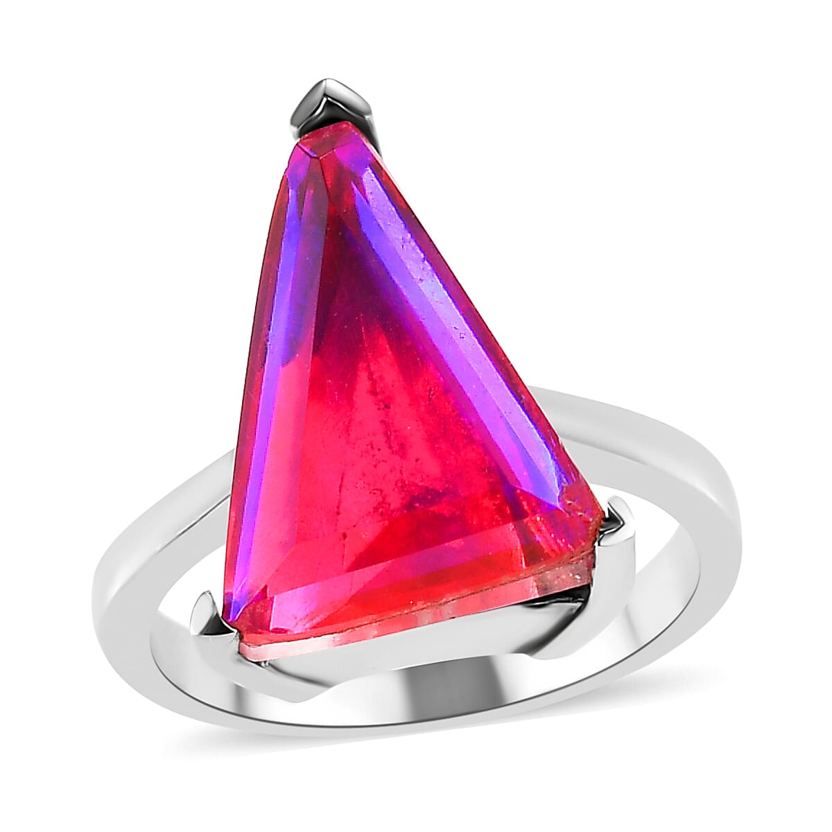 Volcanic Quartz Triangle Solitaire Ring in Stainless Steel (Size 6.0) 8.00 ctw image number 0