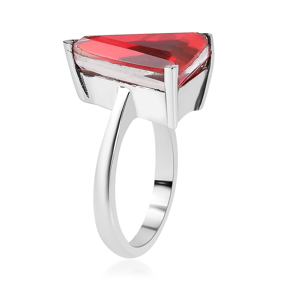 Volcanic Quartz (Triplet) Triangle Solitaire Ring in Stainless Steel (Size 8.0) 8.00 ctw image number 3