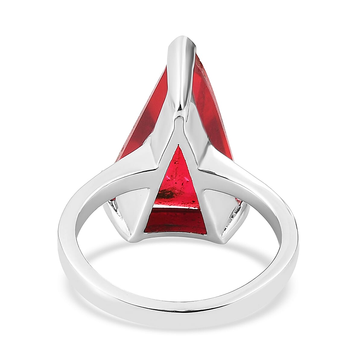 Volcanic Quartz (Triplet) Triangle Solitaire Ring in Stainless Steel (Size 8.0) 8.00 ctw image number 4