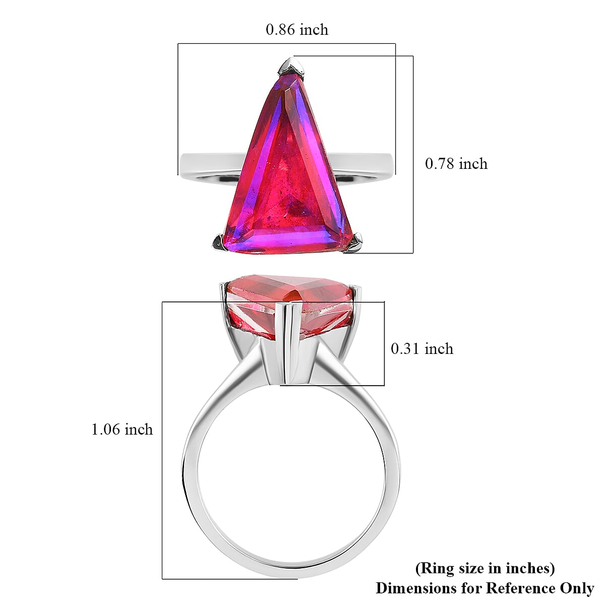 Volcanic Quartz (Triplet) Triangle Solitaire Ring in Stainless Steel (Size 8.0) 8.00 ctw image number 5