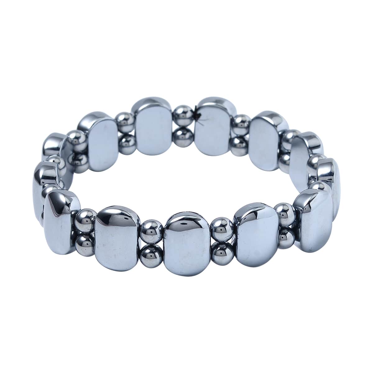 Terahertz Oval Block and Beaded Stretch Bracelet 110.50 ctw image number 0