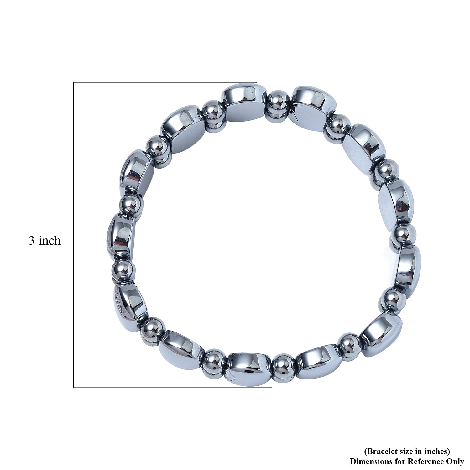 Terahertz Oval Block and Beaded Stretch Bracelet 110.50 ctw