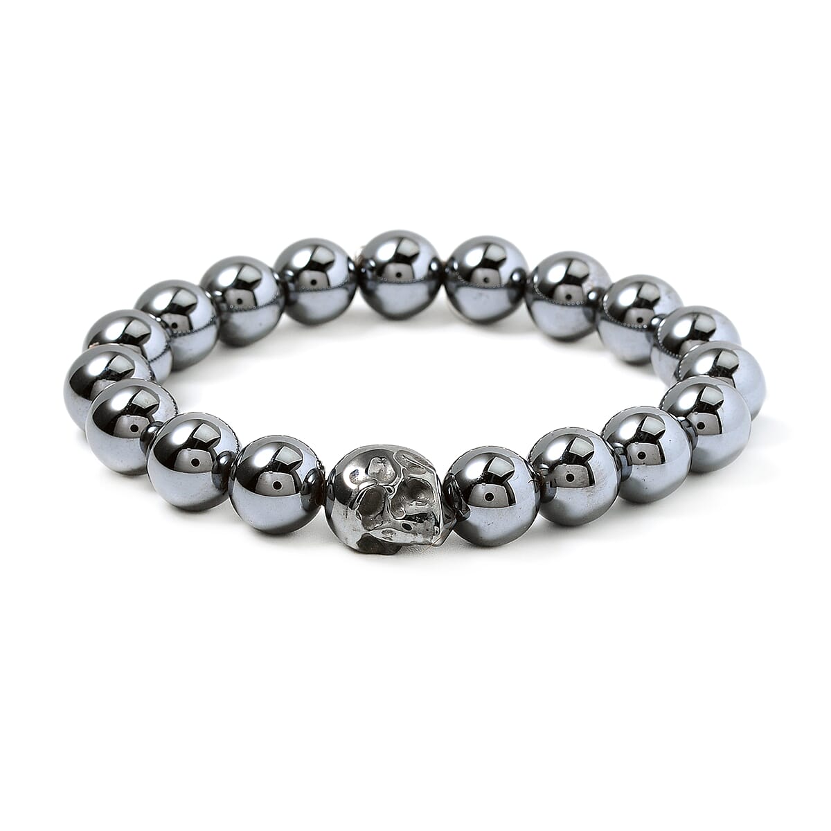 Terahertz Skull Carved Beaded Stretch Bracelet 129.50 ctw image number 0