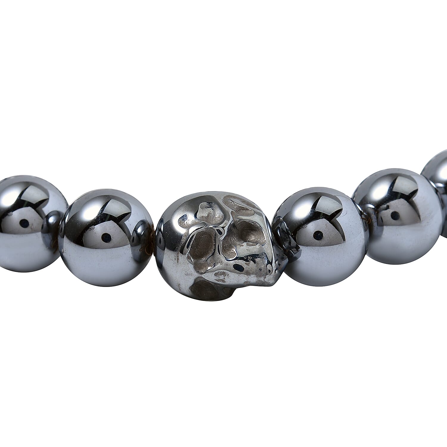 Terahertz Skull Carved Beaded Stretch Bracelet 129.50 ctw