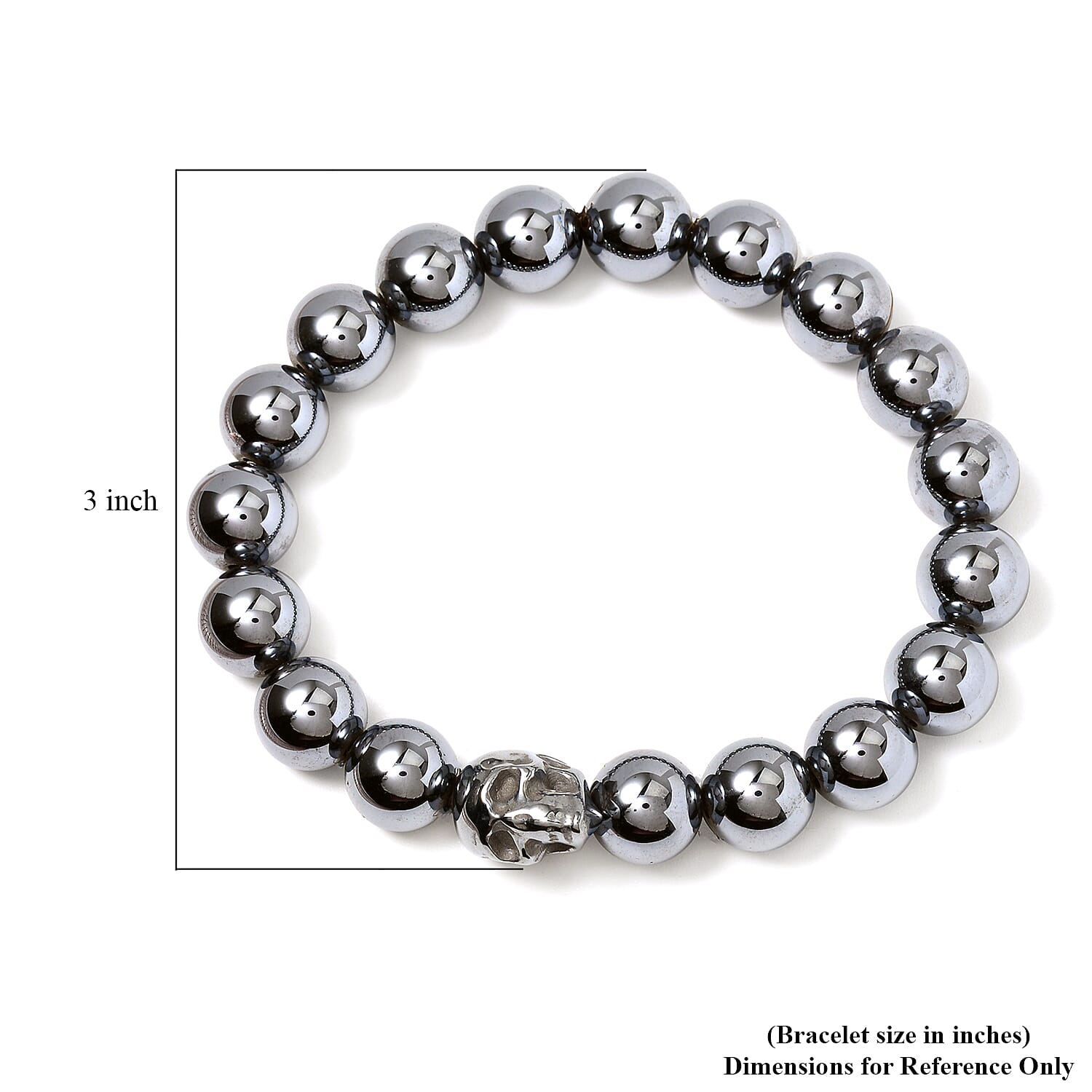 Terahertz Skull Carved Beaded Stretch Bracelet 129.50 ctw