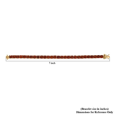 Asscher Cut Brazilian Cherry Citrine Tennis Bracelet in Vermeil Yellow Gold Over Sterling Silver (6.50 In) 15.90 ctw