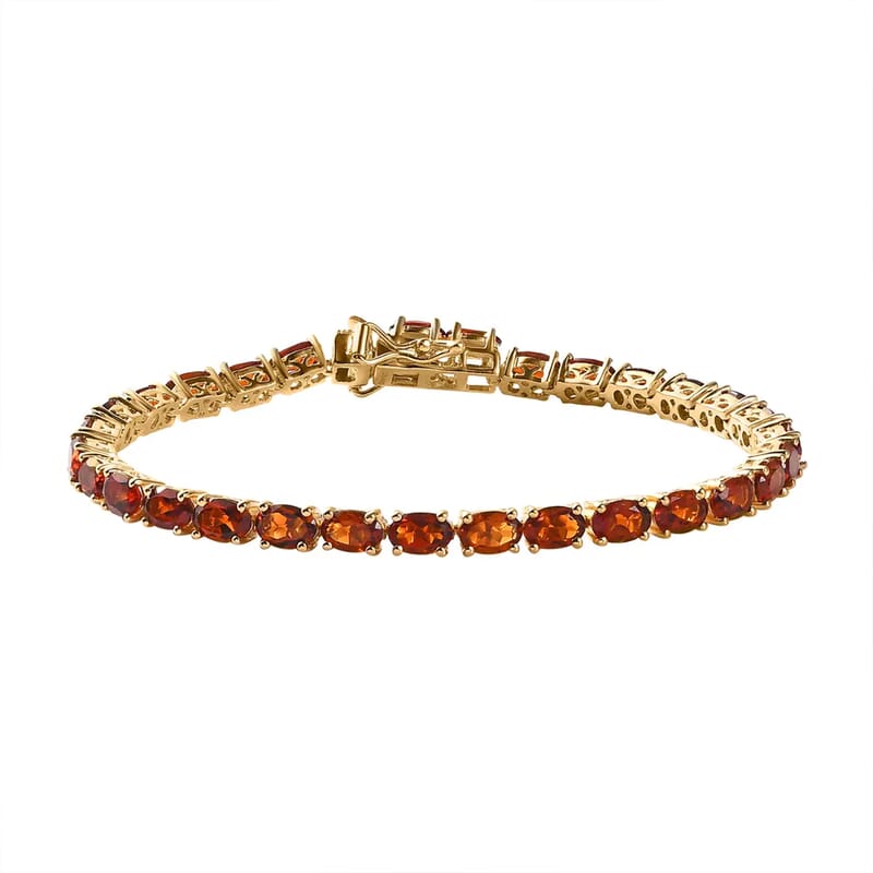 Brazilian Cherry Citrine Tennis Bracelet in Vermeil Yellow Gold Over Sterling Silver (7.25 In) 12.40 ctw