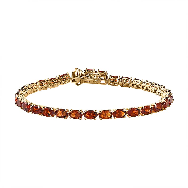 Brazilian Cherry Citrine Tennis Bracelet in Vermeil Yellow Gold Over Sterling Silver (7.25 In) 12.40 ctw