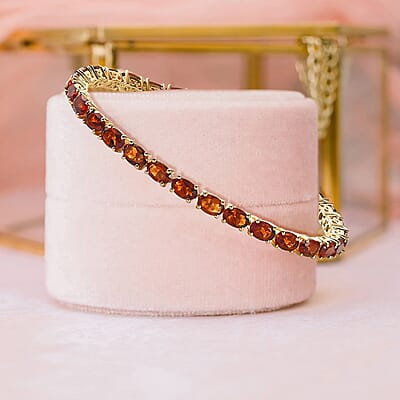 Brazilian Cherry Citrine Tennis Bracelet in Vermeil Yellow Gold Over Sterling Silver (7.25 In) 12.40 ctw
