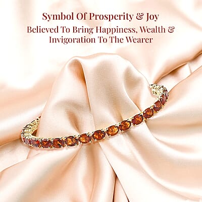 Brazilian Cherry Citrine Tennis Bracelet in Vermeil Yellow Gold Over Sterling Silver (7.25 In) 12.40 ctw
