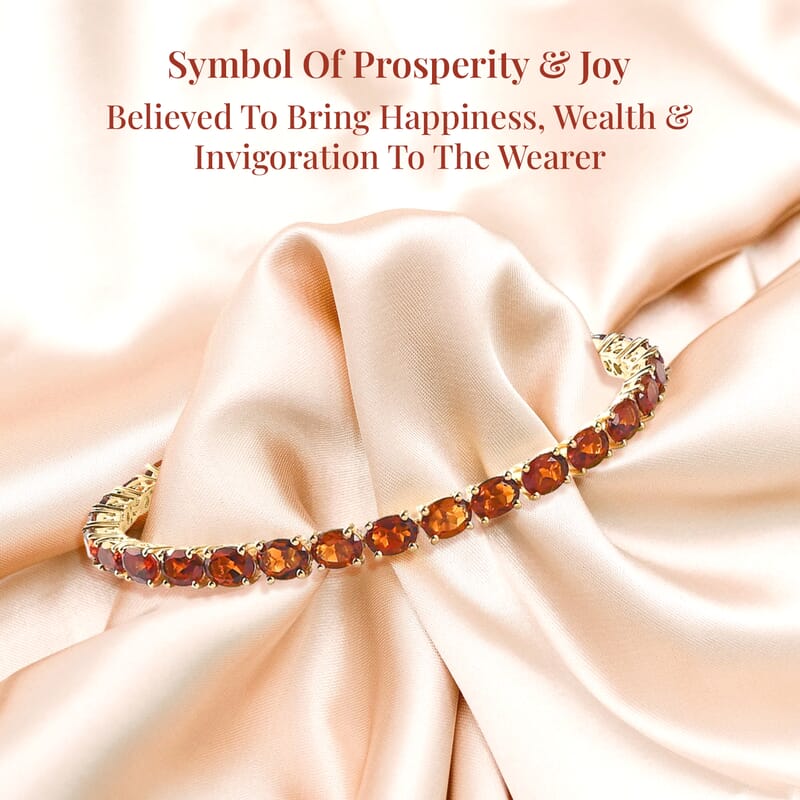 Brazilian Cherry Citrine Tennis Bracelet in Vermeil Yellow Gold Over Sterling Silver (7.25 In) 12.40 ctw