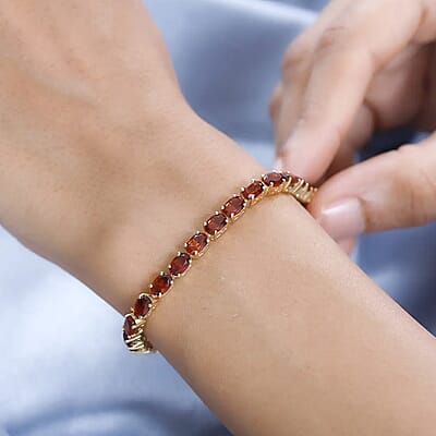 Brazilian Cherry Citrine Tennis Bracelet in Vermeil Yellow Gold Over Sterling Silver (7.25 In) 12.40 ctw