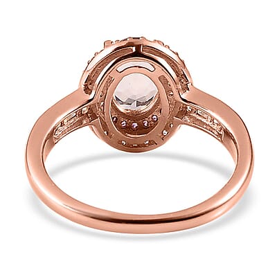 Premium Marropino Morganite and Multi Gemstone Double Halo Ring in Vermeil Rose Gold Over Sterling Silver (Size 10.0) 2.00 ctw