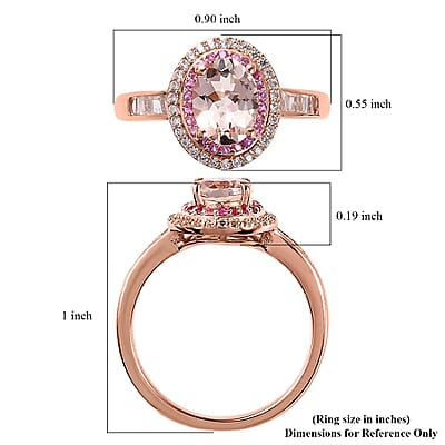 Premium Marropino Morganite and Multi Gemstone Double Halo Ring in Vermeil Rose Gold Over Sterling Silver (Size 10.0) 2.00 ctw