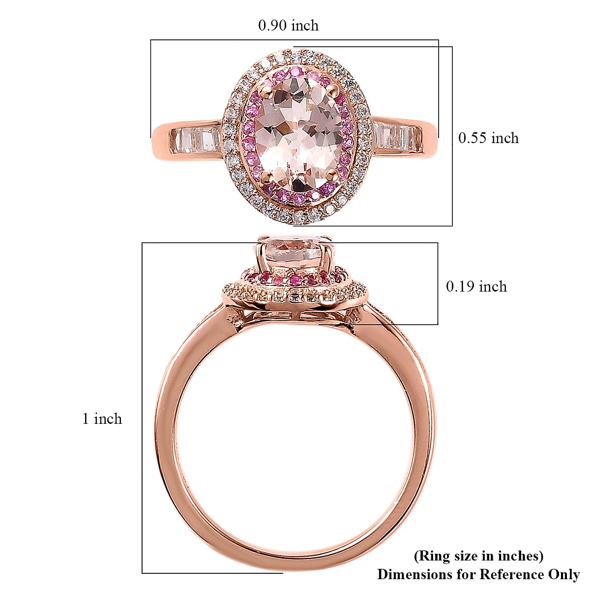 Premium Marropino Morganite and Multi Gemstone Double Halo Ring in Vermeil Rose Gold Over Sterling Silver (Size 6.0) 2.00 ctw