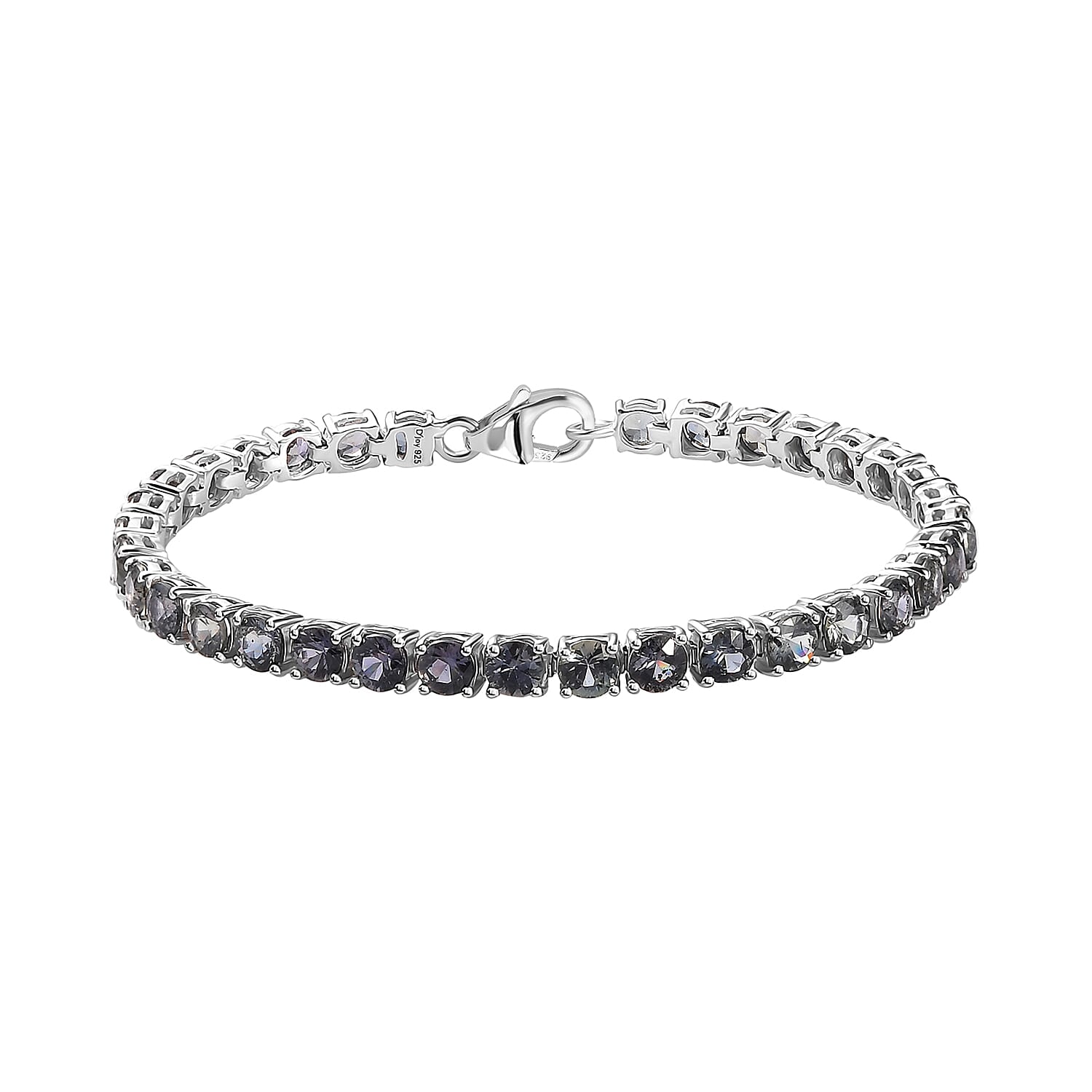 Natural Parti Sapphire Bracelet in Platinum Over Sterling Silver (6.50 In) 14.60 ctw