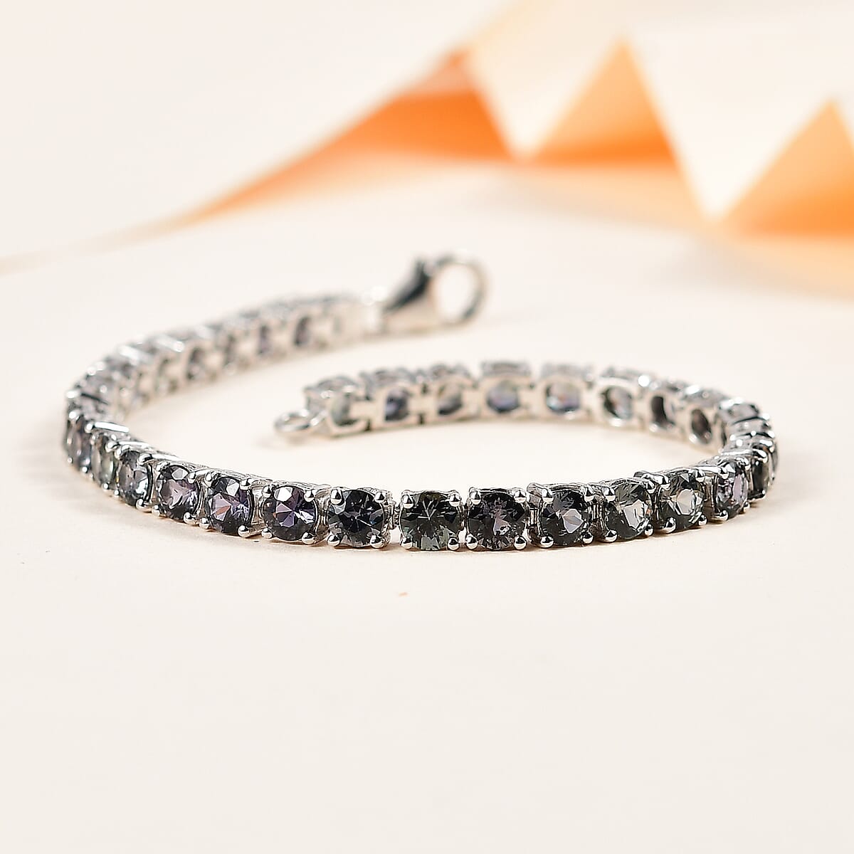 Natural Parti Sapphire Bracelet in Platinum Over Sterling Silver (6.50 In) 14.60 ctw image number 1