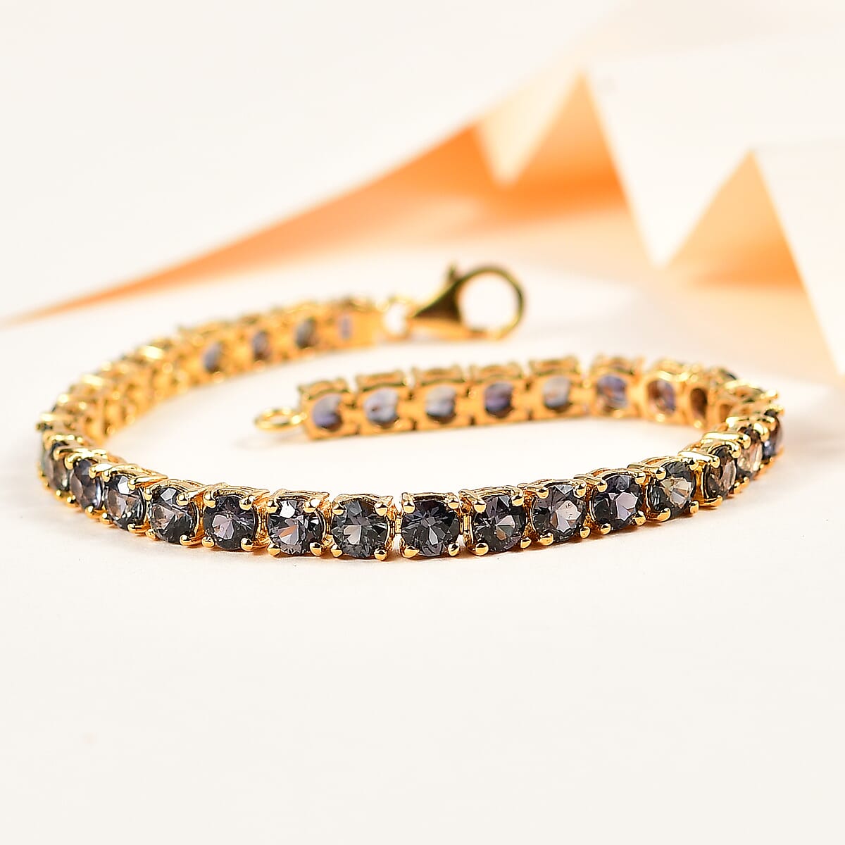 Natural Parti Sapphire Bracelet in Vermeil Yellow Gold Over Sterling Silver (6.50 In) 14.60 ctw image number 1