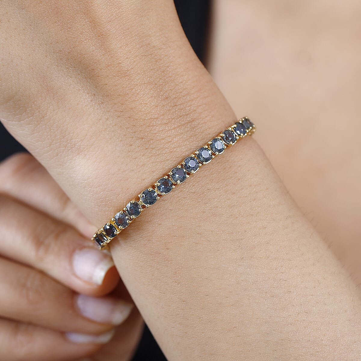 Natural Parti Sapphire Bracelet in Vermeil Yellow Gold Over Sterling Silver (6.50 In) 14.60 ctw image number 2