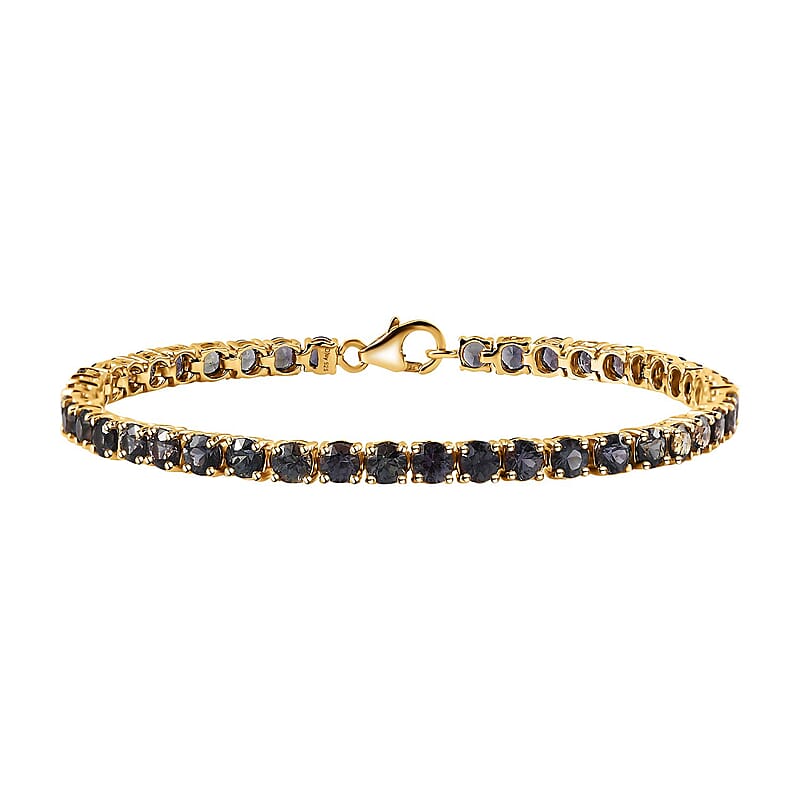 Natural Parti Sapphire Tennis Bracelet in Vermeil Yellow Gold Over Sterling Silver (8.00 In) 18.90 ctw