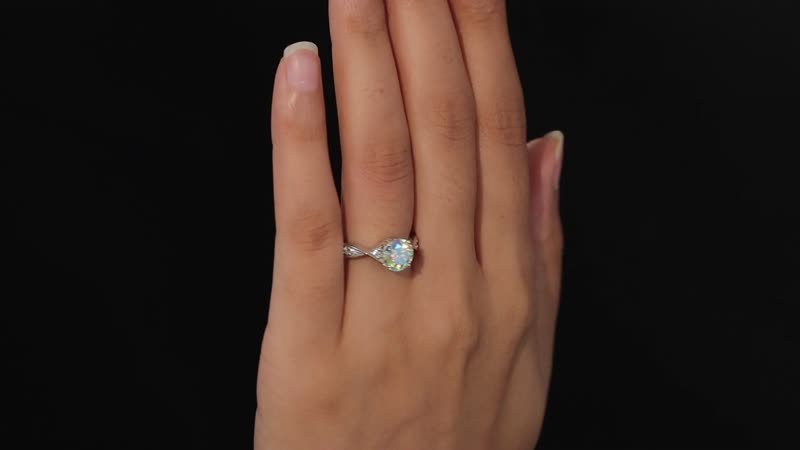 Dichroic Luminous Moissanite and White Moissanite Ring in Platinum Over Sterling Silver 1.85 ctw