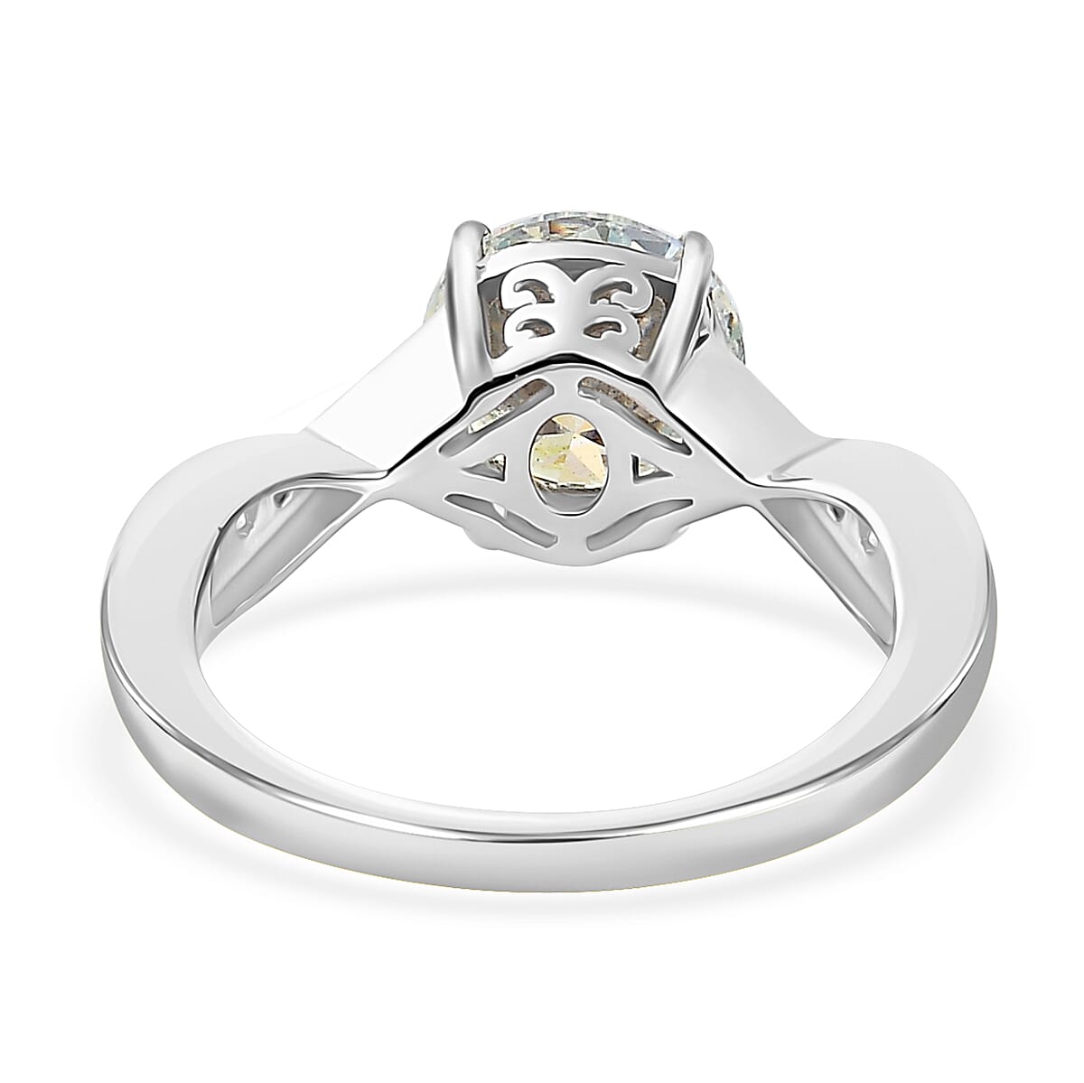 Dichroic Luminous Moissanite and White Moissanite Ring in Platinum Over Sterling Silver (Size 5.0) 1.85 ctw