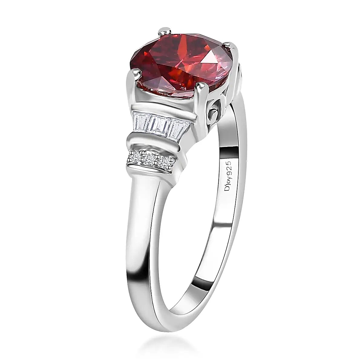 Luxury Red Moissanite and White Moissanite Ring in Platinum Over Sterling Silver (Size 10.0) 2.00 ctw