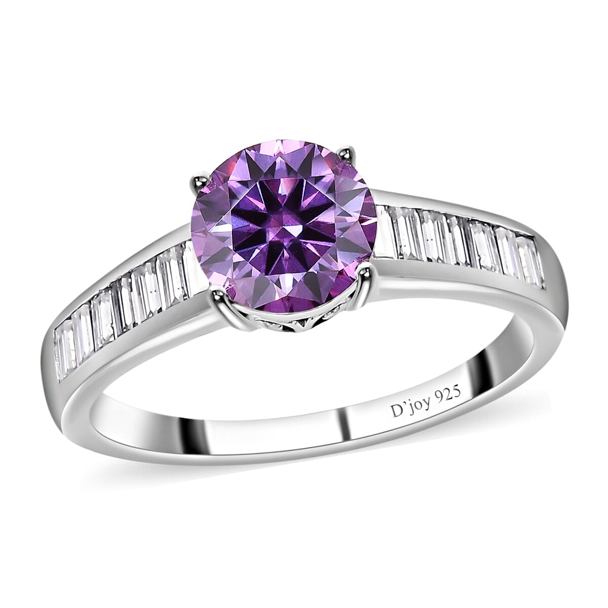 Royal Purple Moissanite and White Moissanite Ring in Platinum Over Sterling Silver 2.50 ctw image number 0