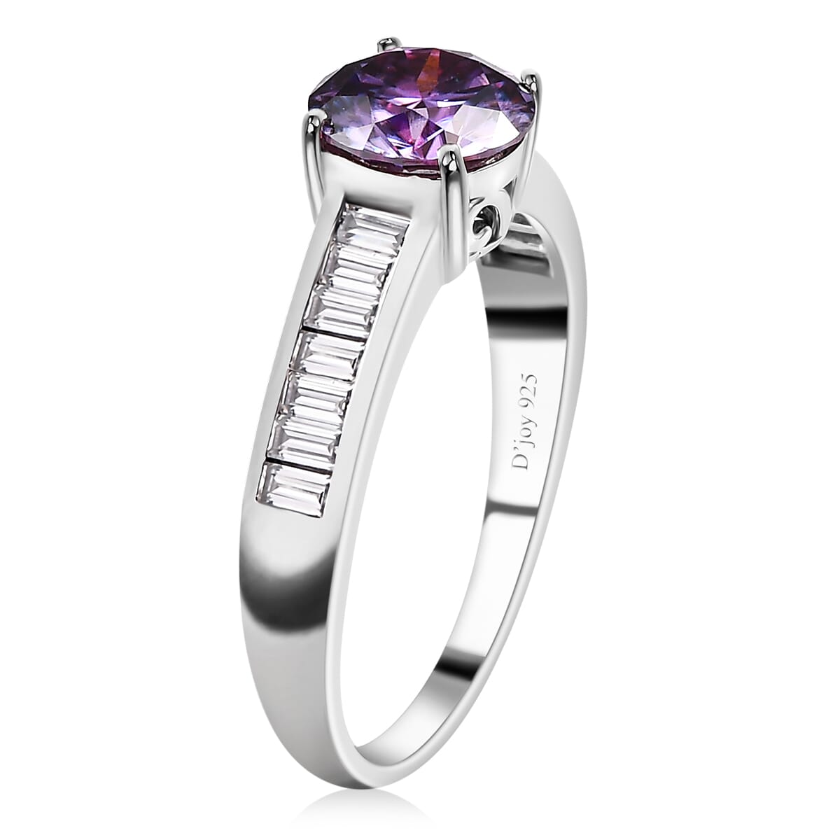 Royal Purple Moissanite and White Moissanite Ring in Platinum Over Sterling Silver 2.50 ctw image number 3