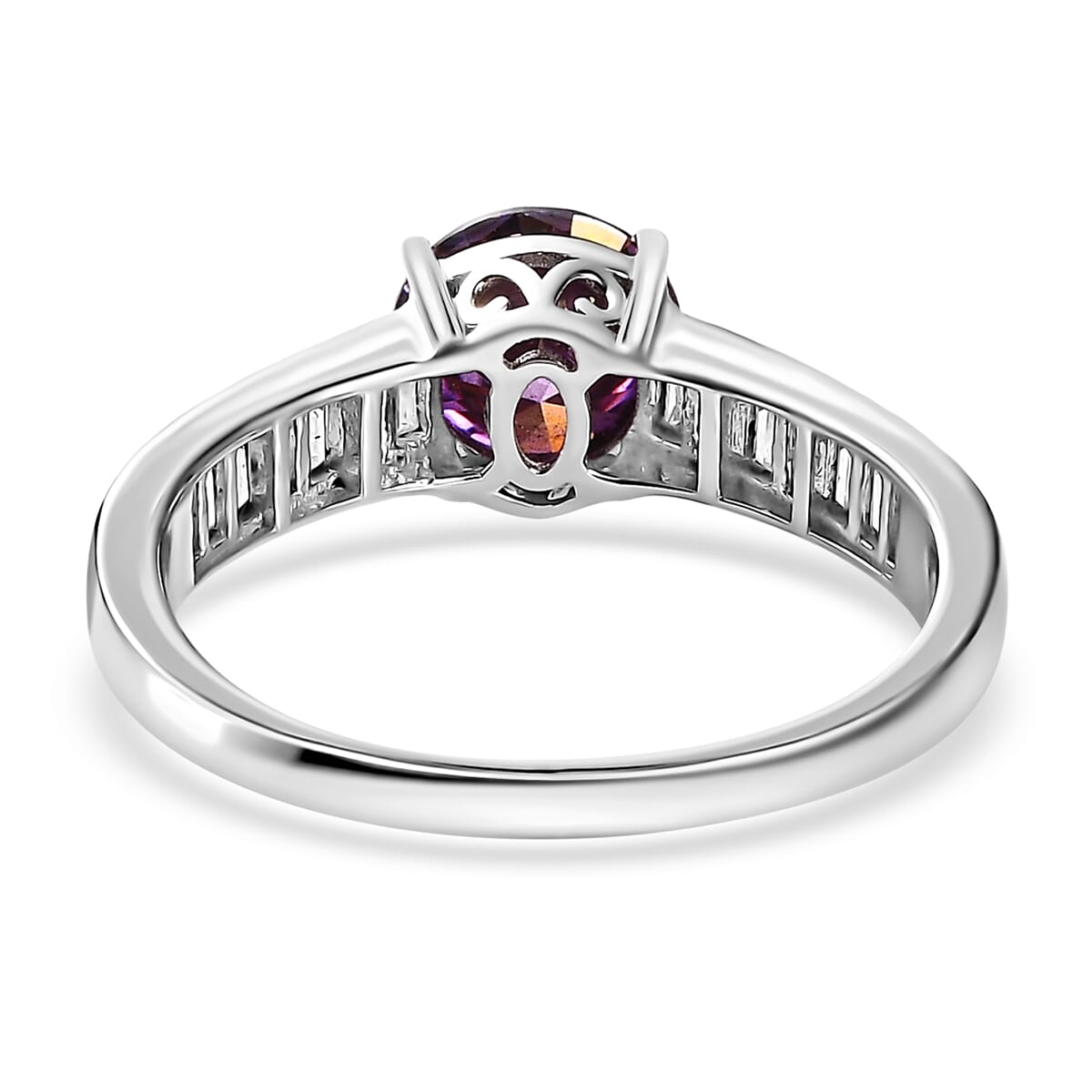 Royal Purple Moissanite and White Moissanite Ring in Platinum Over Sterling Silver 2.50 ctw image number 4