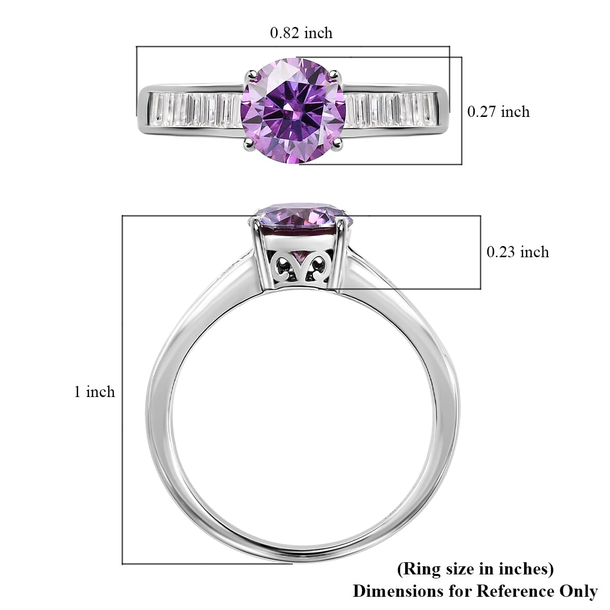 Royal Purple Moissanite and White Moissanite Ring in Platinum Over Sterling Silver 2.50 ctw image number 5