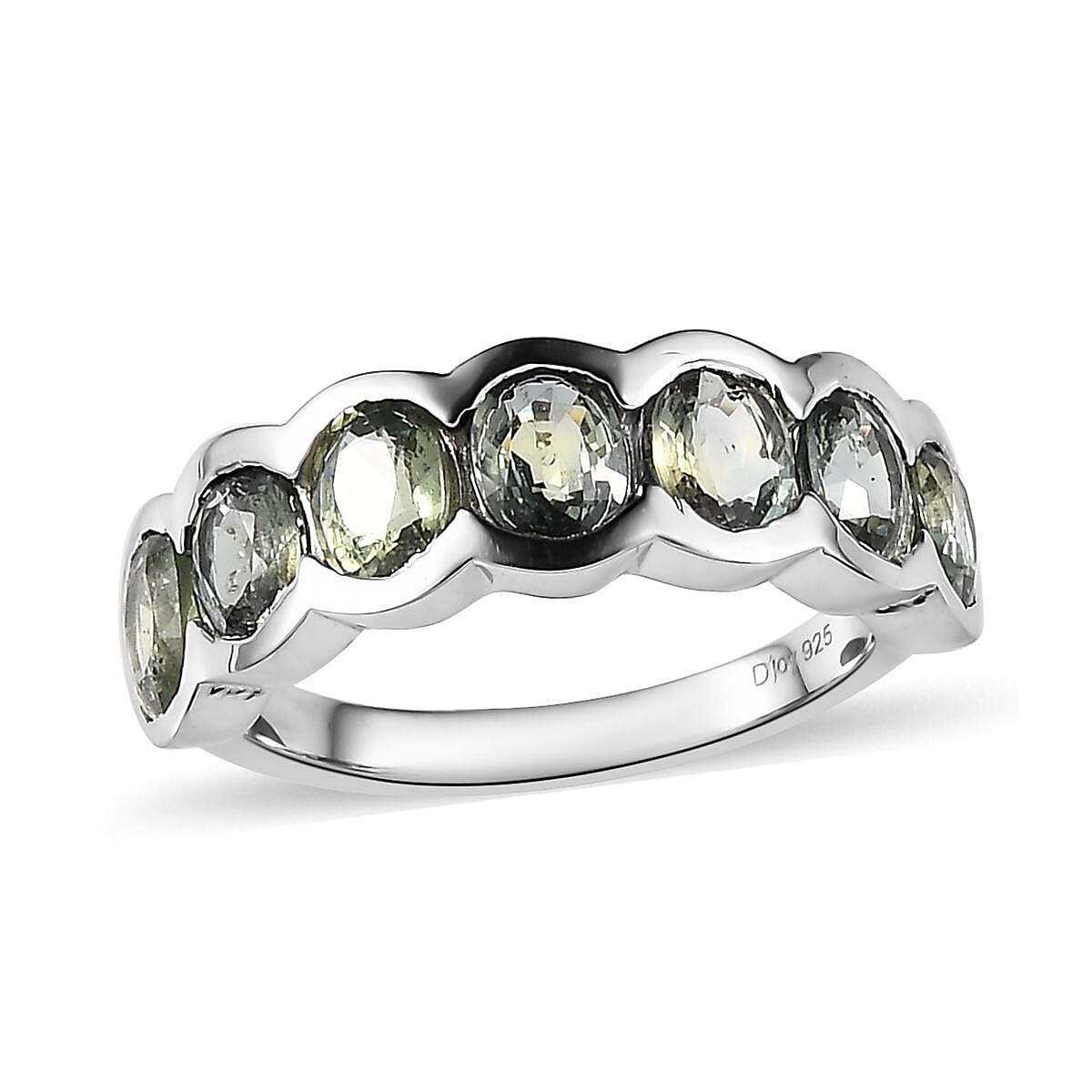 Natural Parti Sapphire 7 Stone Ring in Platinum Over Sterling Silver (Size 6.0) 3.35 ctw