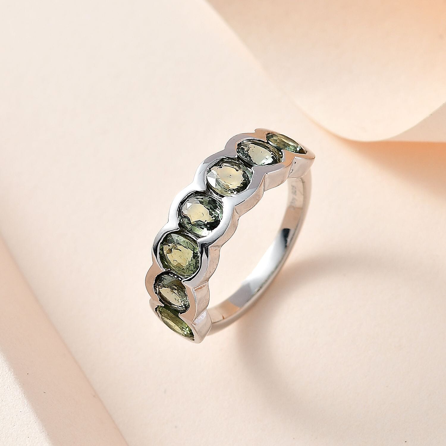 Natural Parti Sapphire 7 Stone Ring in Platinum Over Sterling Silver (Size 6.0) 3.35 ctw