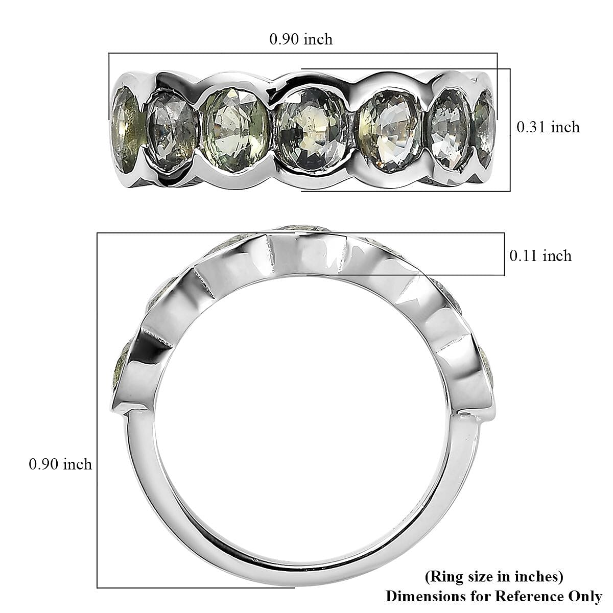 Natural Parti Sapphire 7 Stone Ring in Platinum Over Sterling Silver (Size 6.0) 3.35 ctw