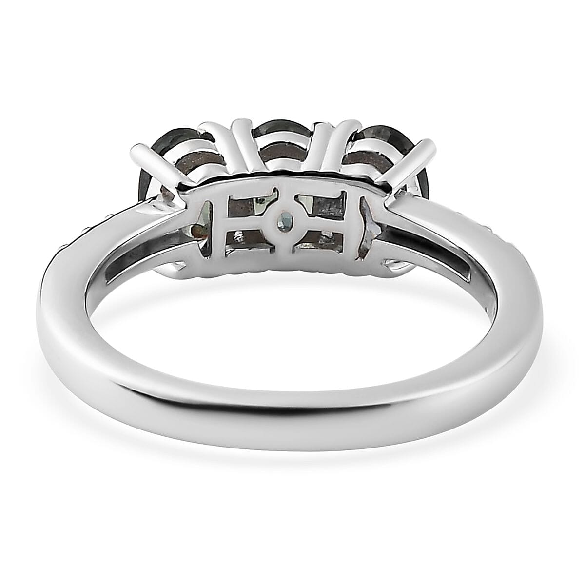 Natural Parti Sapphire and Moissanite Ring in Platinum Over Sterling Silver 1.50 ctw image number 4