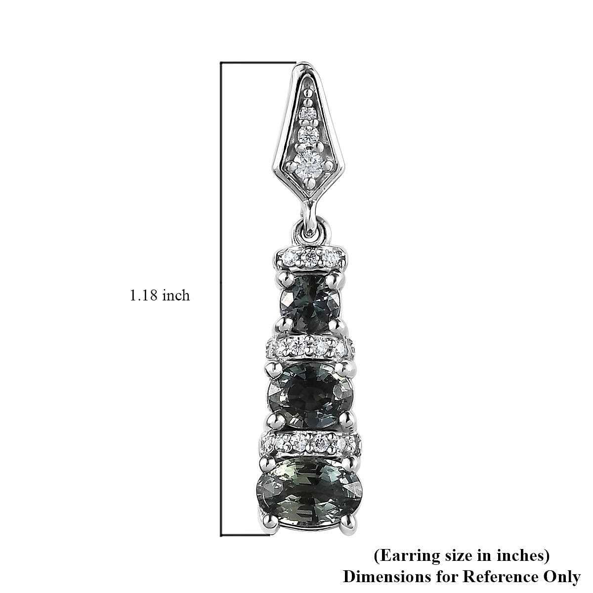 Natural Parti Sapphire and Moissanite Dangle Earrings in Platinum Over Sterling Silver 2.75 ctw