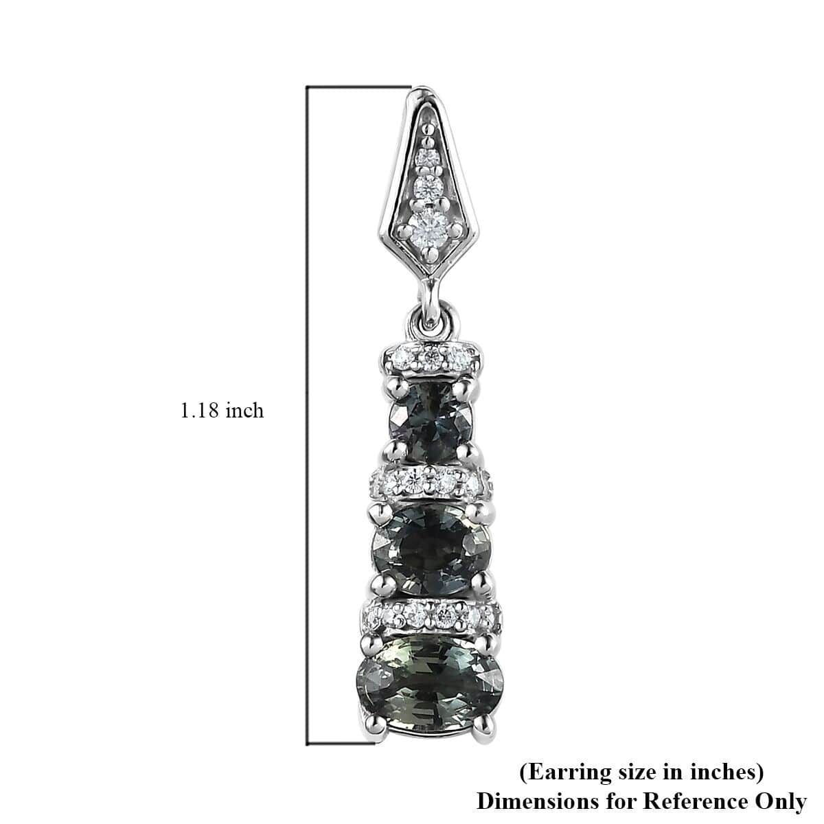 Natural Parti Sapphire and Moissanite Dangle Earrings in Platinum Over Sterling Silver 2.75 ctw image number 5
