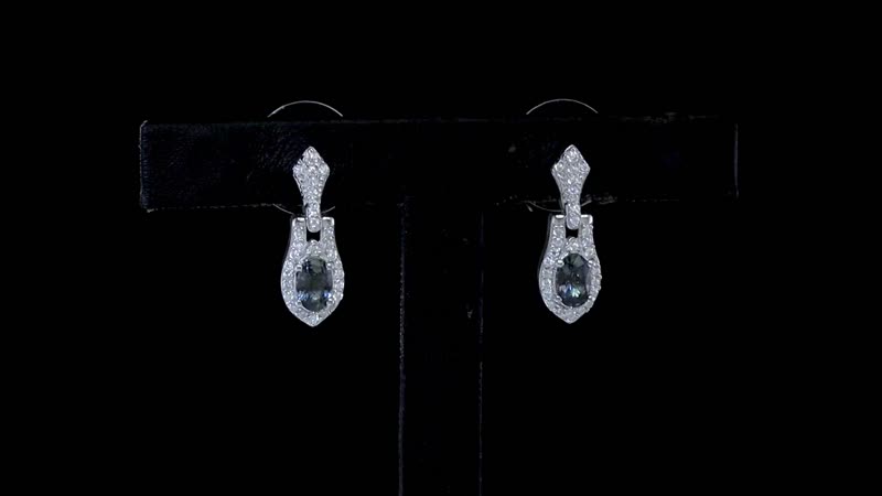 Natural Parti Sapphire and Moissanite Snake Inspired Earrings in Platinum Over Sterling Silver 1.65 ctw