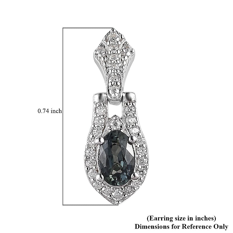 Natural Parti Sapphire and Moissanite Snake Inspired Earrings in Platinum Over Sterling Silver 1.65 ctw